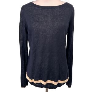 Ines De La Fressange Blue Linen Crewneck Sweater Size XS